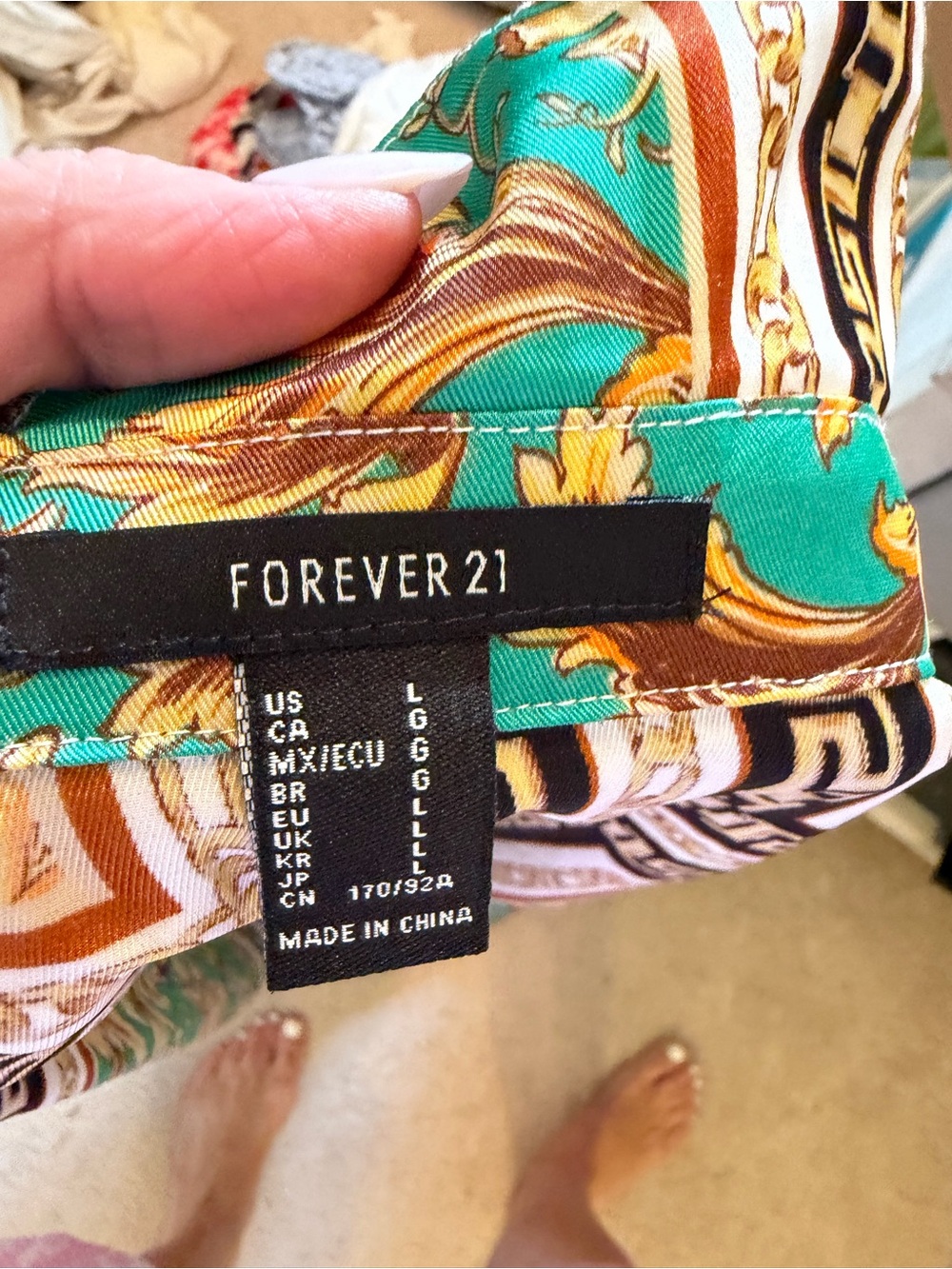 Forever 21 Teal, Gold and Black Printed Maxi Shirt Dress - Picture 3 of 3
